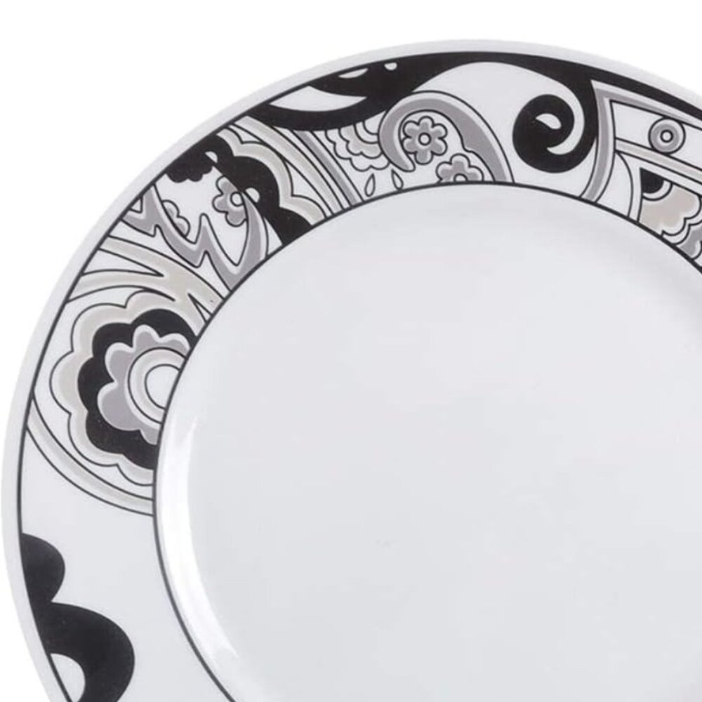6 Corelle Vive Lunch Plates Nouveau White Black - Picture 2 of 4